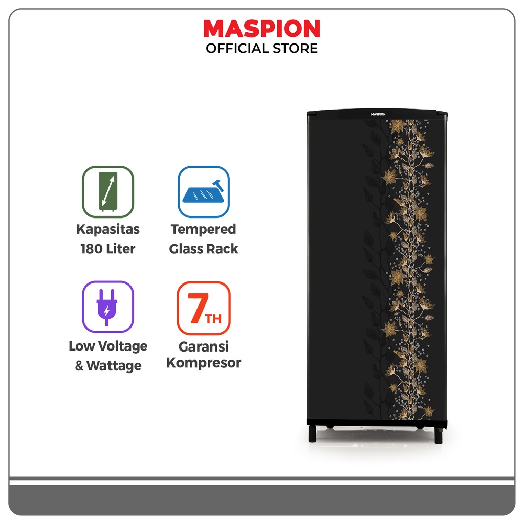 Maspion Kulkas Refrigerator Lemari ES 180 Liter URG-180 FM Series