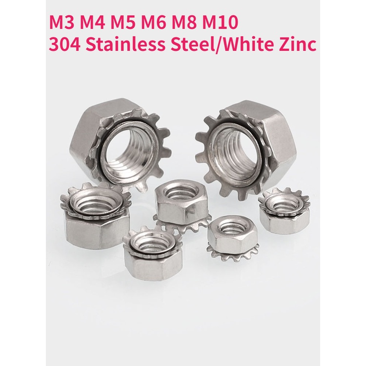 M3 M4 M5 M6 M8 M10 304 Stainless Steel/White Zinc Ktype KLock Nut