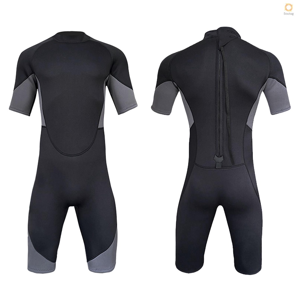 Mens Short Wetsuit 3mm Neoprene Full Body Diving Suit Back Zip Wetsuit