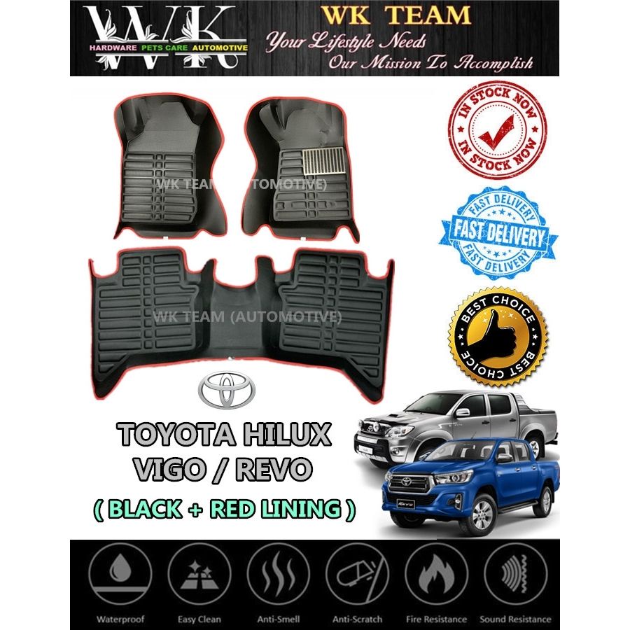 Toyota Hilux Vigo / Revo 5D Car Carpet / Floor Mat ( Black+Red Lining