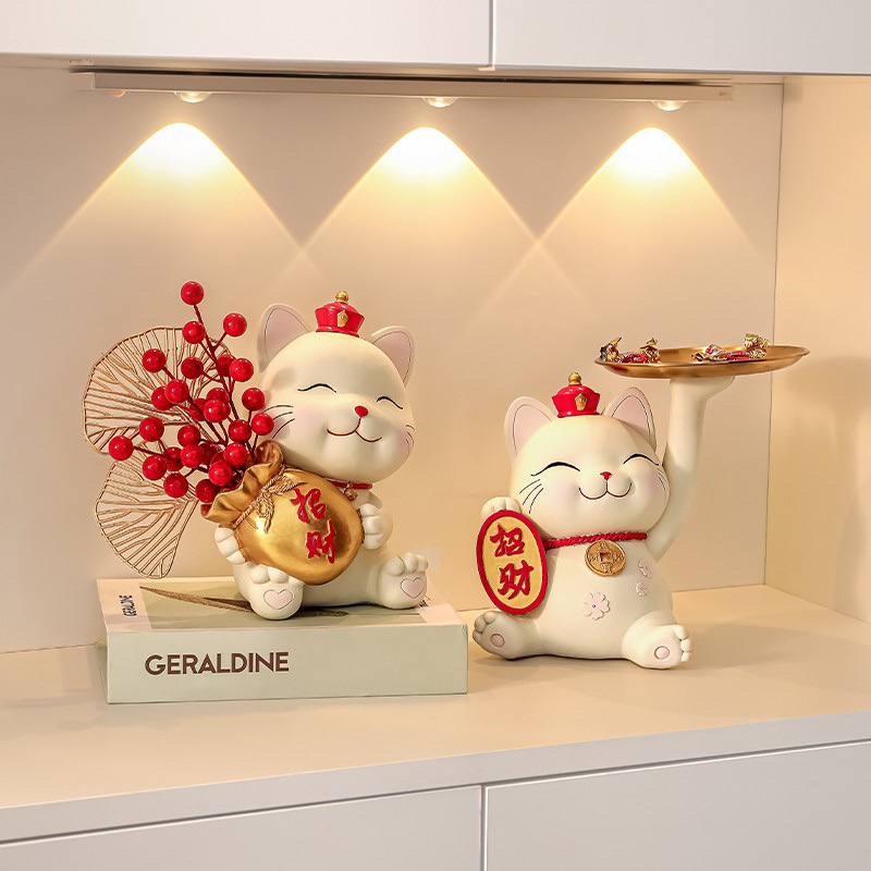 SG Local?? Home decor Lucky Cat Tray Decoration Door Hallway Key Storage Home Living Room TV Shoe Cabinet Decoration