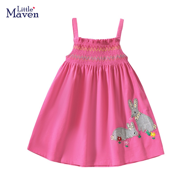 Little Maven 27 Years Fashion Baby Girls 2023 New Summer Cotton Rabbits Suspenders Sleevesless