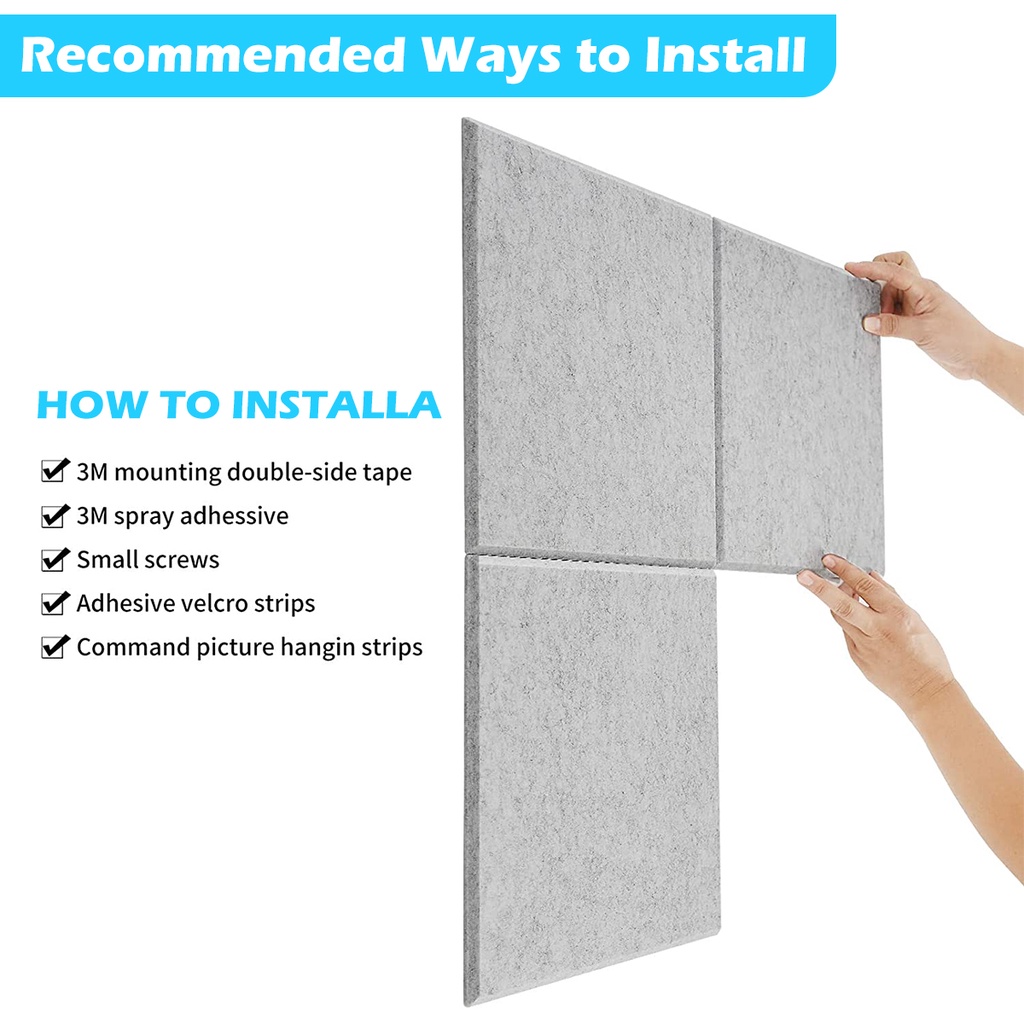 1 Pack Self-adhesive Studio Acoustic Foam with Acoustic Felt Sound ...