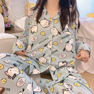 Pyjamas Women Pajamas Set Cotton Sleepwear Woman Autumn winter Korean  version Cardigan Long sleeve Cartoon Cute Homewear M-2XL