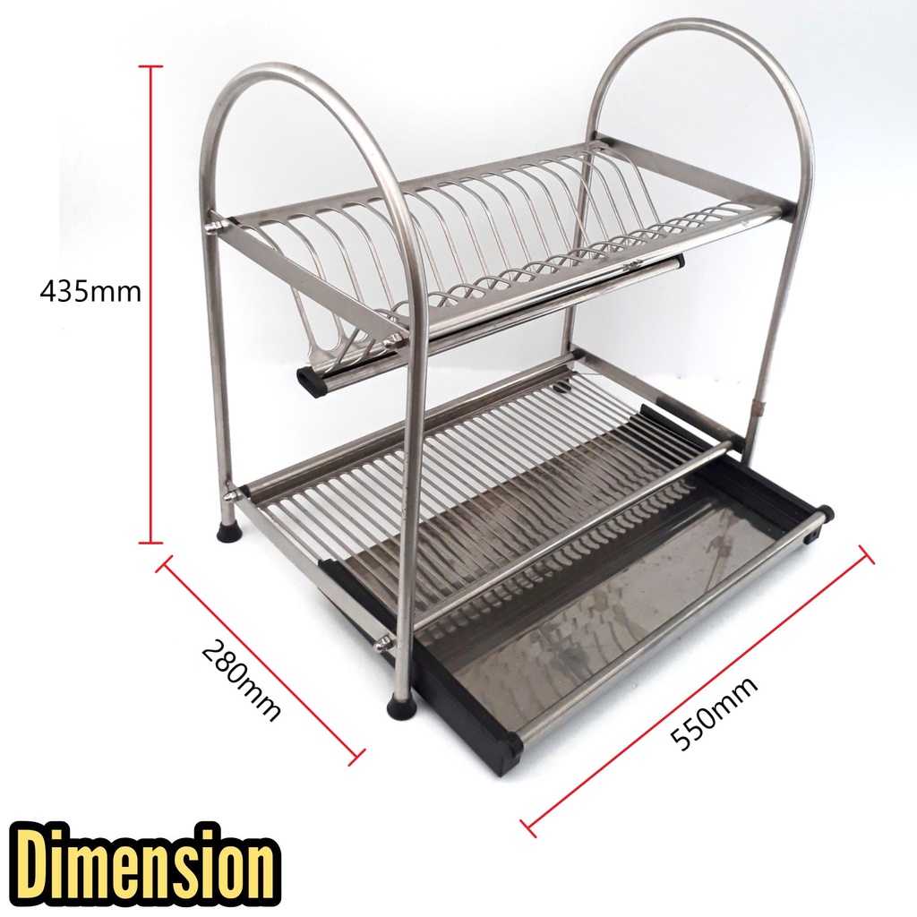 2 Layer Solid Stainless Steel SS304 Anti Rust Kitchen Dish Rack For ...