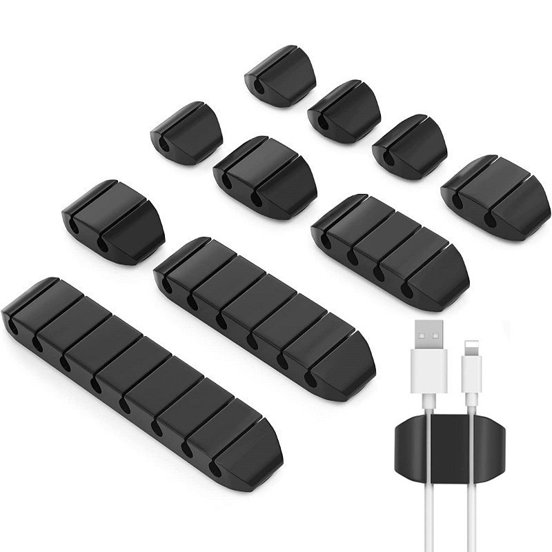 4/6/8 Clips Adhesive Silicone Cable Winder Desktop Wire Wrapped Cord