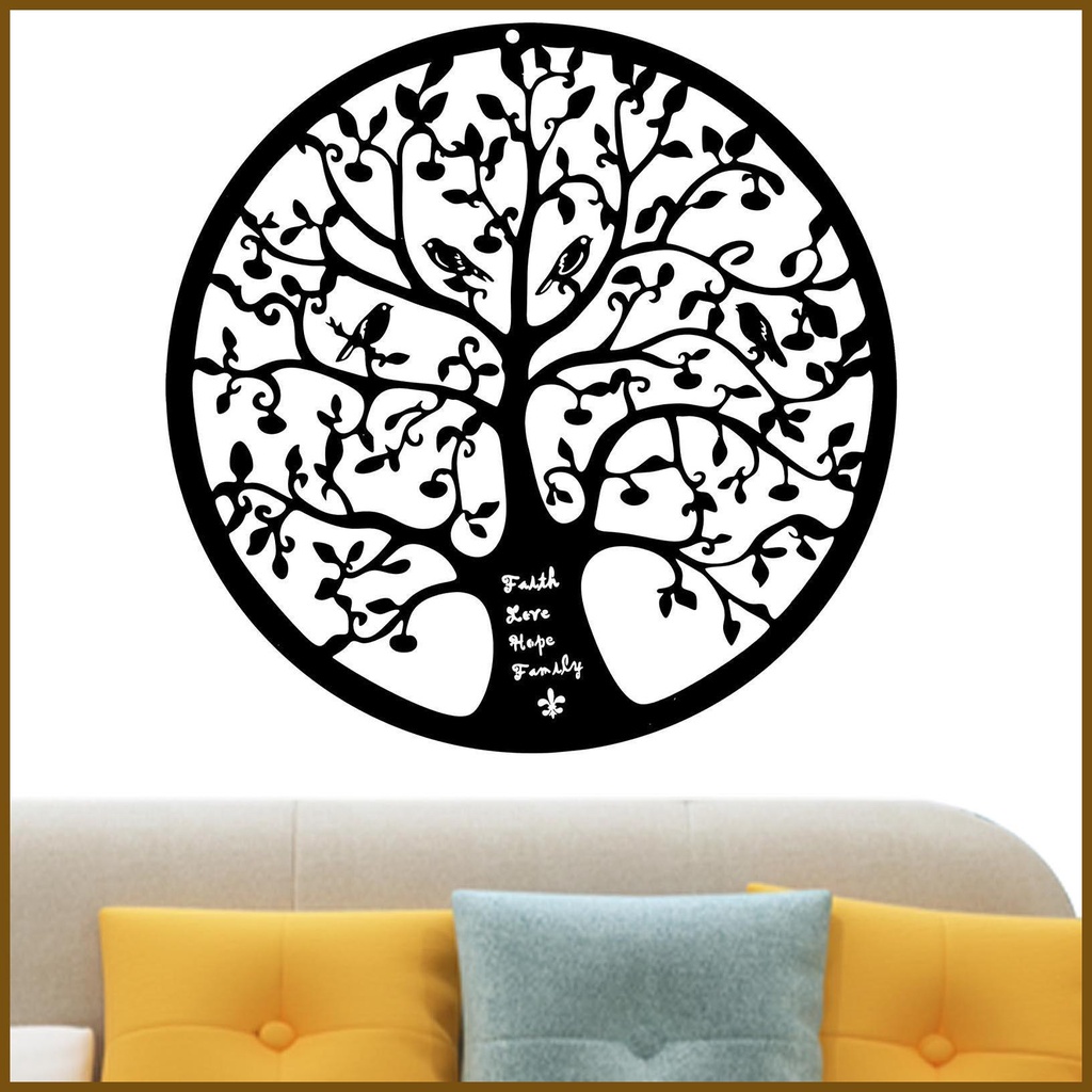 Round Metal Tree Branch Wall Decor Black Round Shape Tree Silhouette