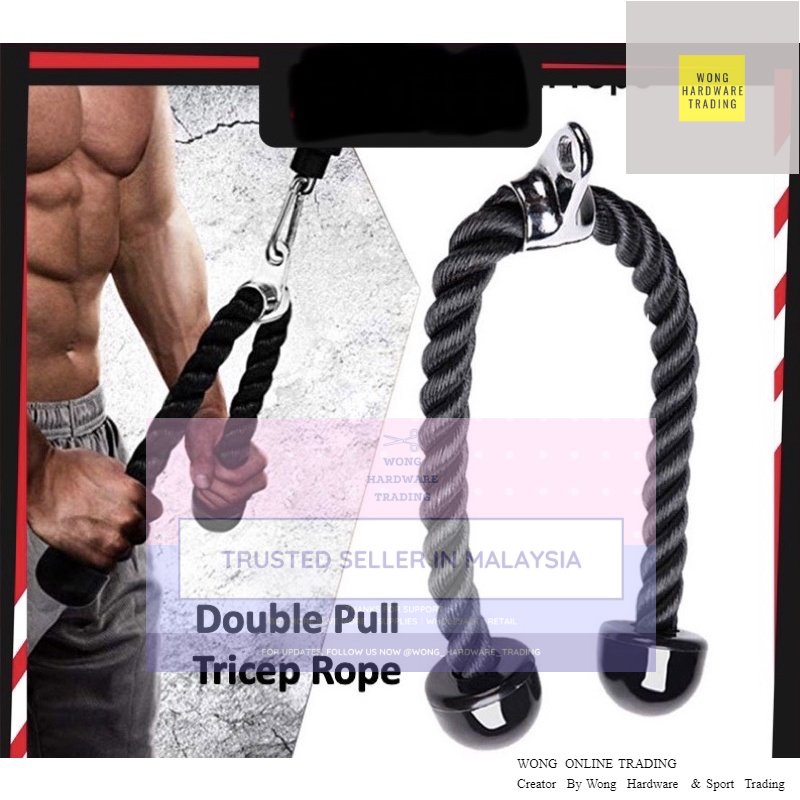 Tricep Rope Gym Grade MMA Double Single Pull Down Cord Press Bicep ...
