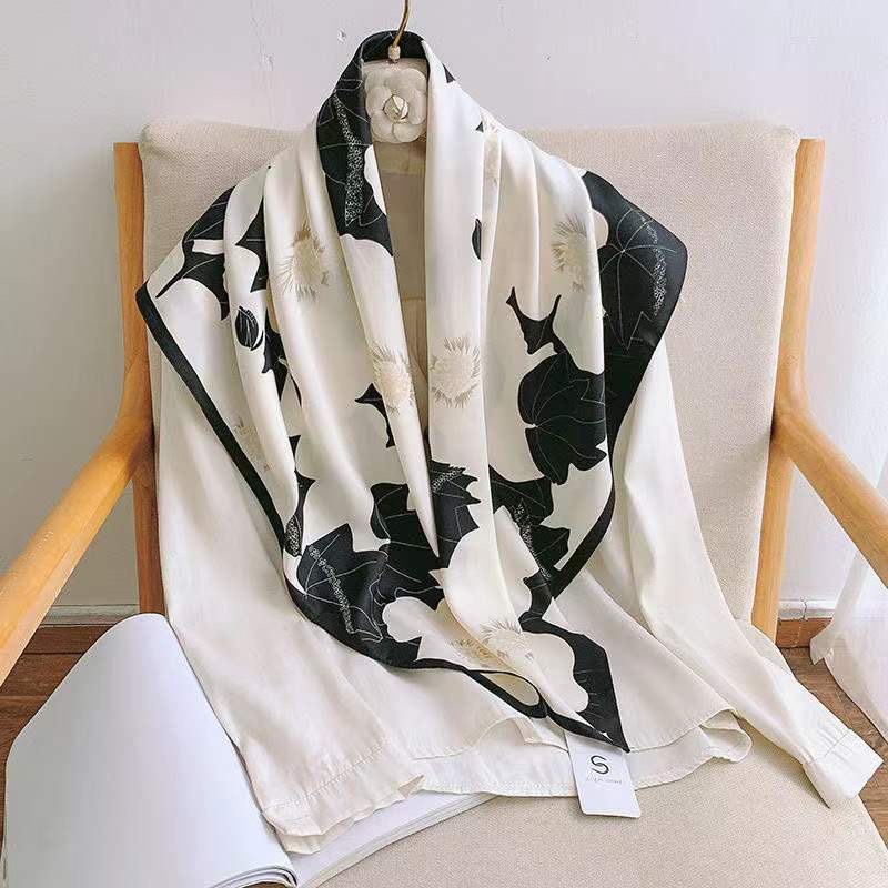 70cm Silk Scarf Square Black White Professional Satin New Style