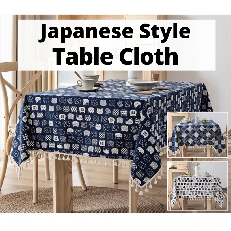 {SG} Cotton Table Cloth 140×140cm 110×160cm Stain Resistant Tablecloth Spillproof Wrinkle