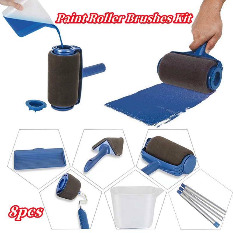 Multifunction 8 Piece DIY Paint Runner Roller Brush Handle Kit Tool