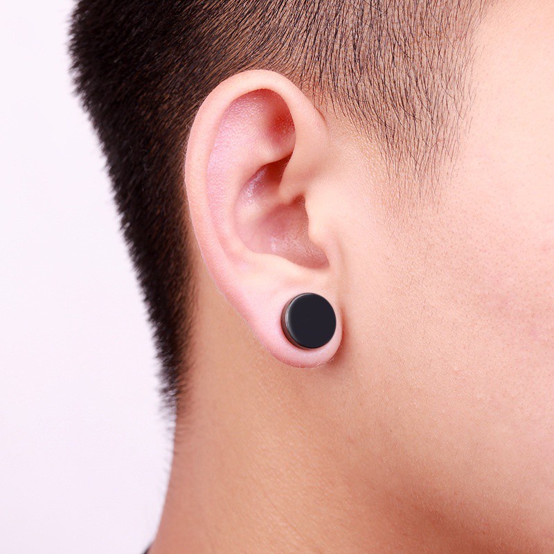 HONGLU Men s Earrings Korean Style Magnetite Men s No Pierced Steel Ear Studs Punk Black Magnet Boys Stud Earrings Shopee Singapore
