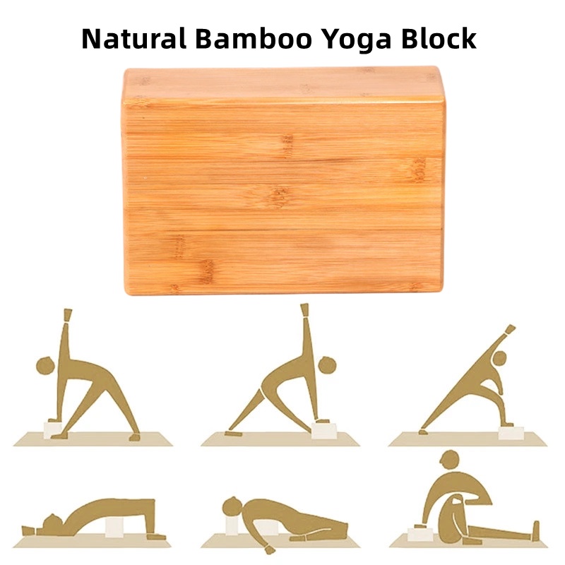 Bamboo Yoga Blocks Bricks Solid Wood Yoga Block Lightweight Sports Fitness Workout Gymnastics