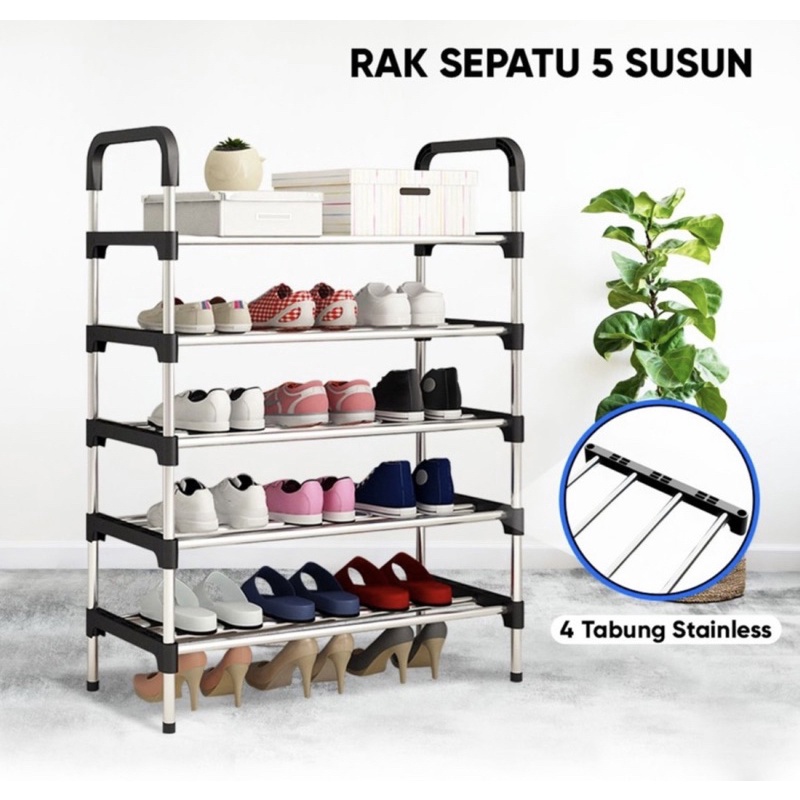 5-tier Multipurpose Shoe Rack Stacking Rack Slipper Shoe Storage ...