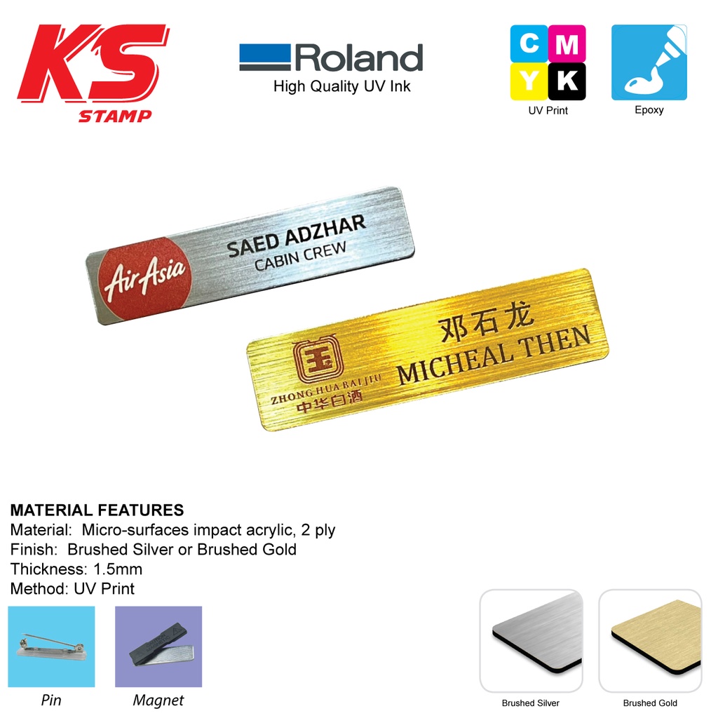 Custom made / Colour Acrylic Gold / Silver Name Tag | Shopee Singapore