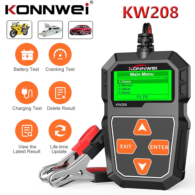 Konnwei KW208 Car Battery Tester Digital load 12V Cranking Charging