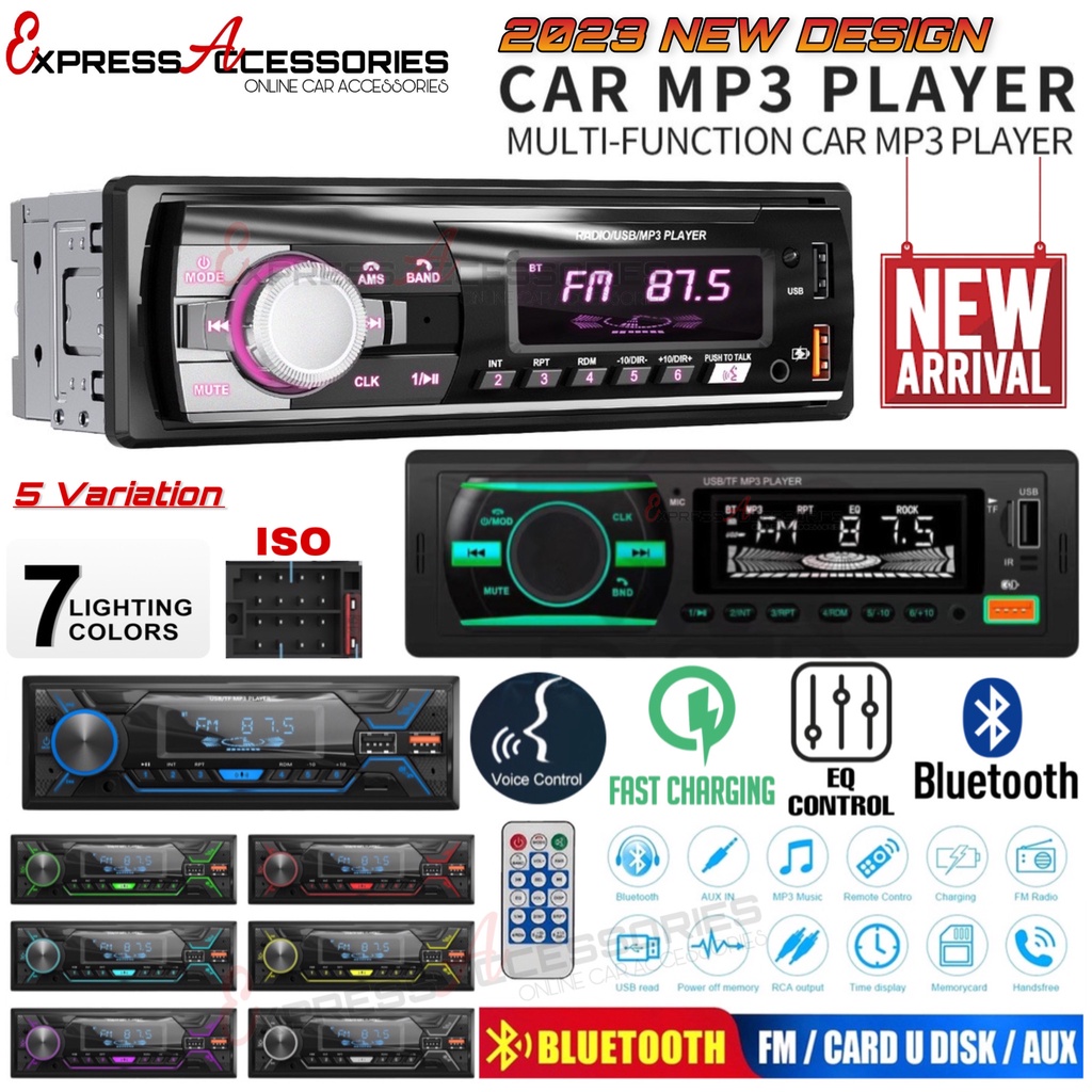 2022 NEW 2 USB Car Bluetooth MP3 Player 1 Din Car InDash Stereo Audio