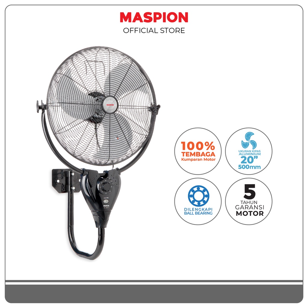 Maspion Power Wall Fan Kipas Angin Dinding 20 Inch PW-501 W