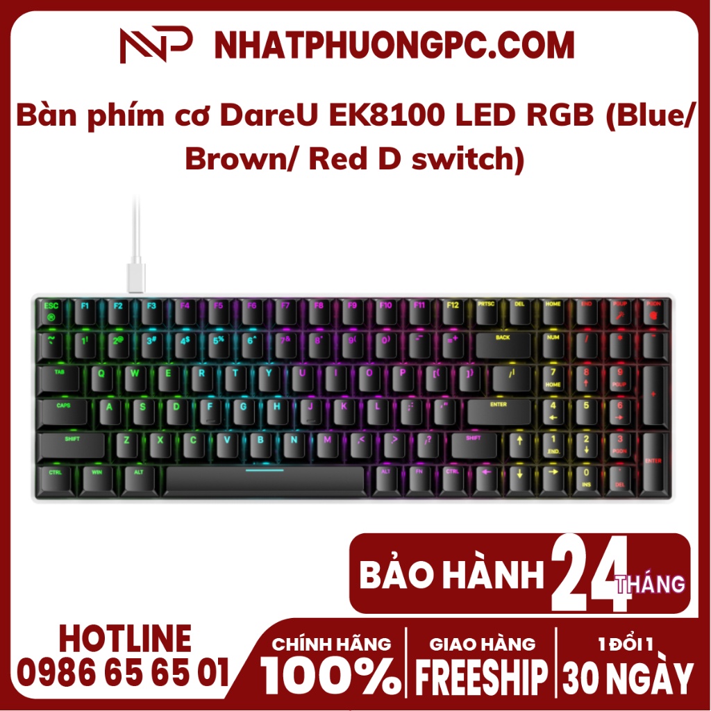 Dareu EK8100 RGB Mechanical Keyboard (Blue / Brown / Red D switch