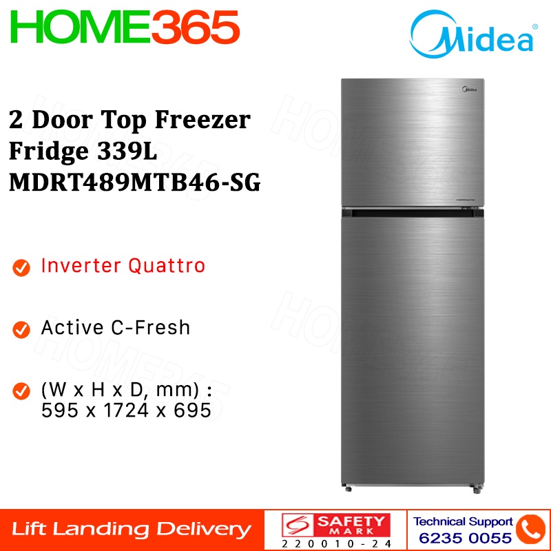 Midea 2 Door Top Freezer Fridge 339L MDRT489MTB MDRT489MTB46SG