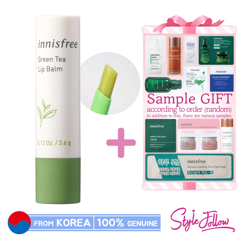 [INNISFREE] Green Tea Lip Balm 3.6g Shopee Singapore