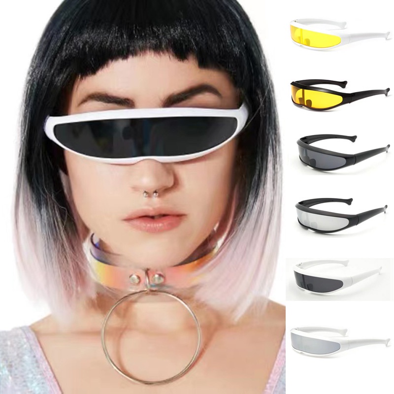 Personality Mirrored Lens Visor Sunglasses Laser Futuristic Narrow