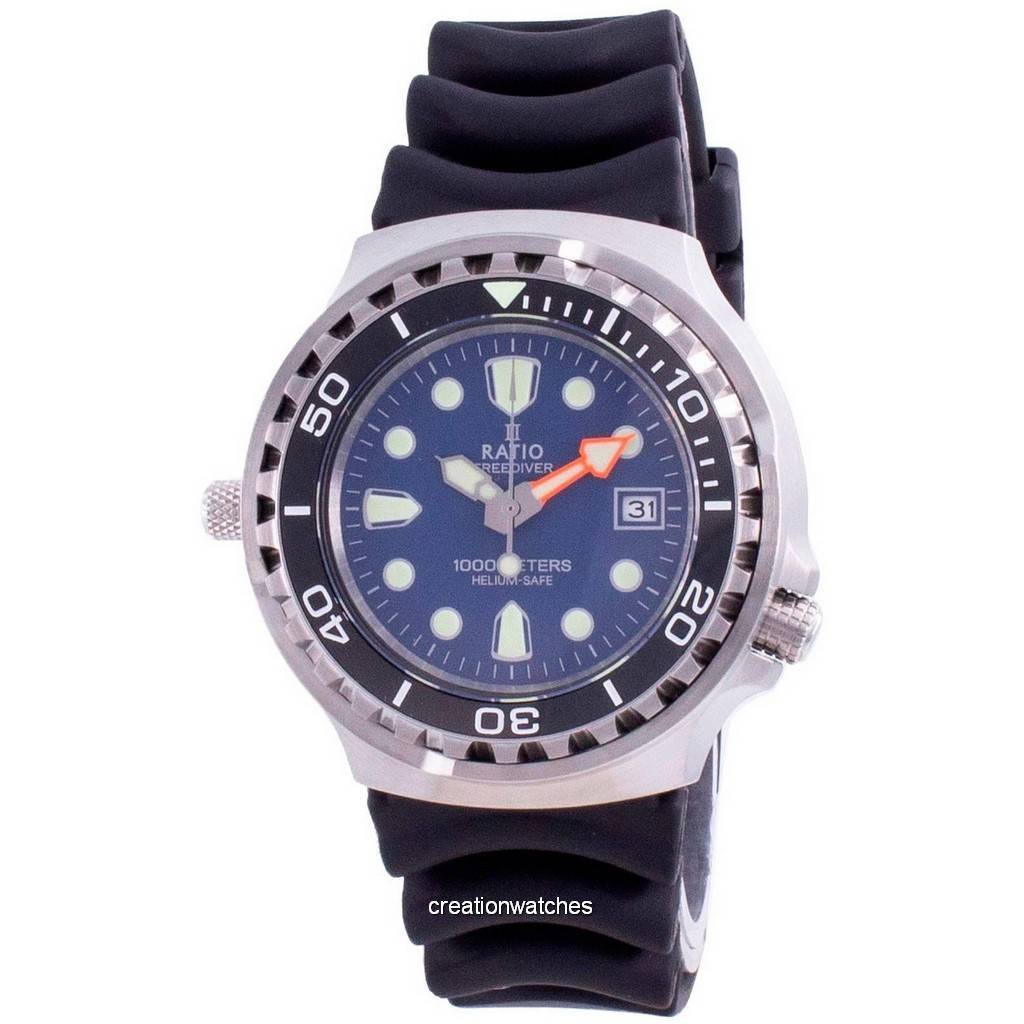 Ratio 2nd Generation Free Diver Helium Safe Quartz 1038EF102V BLU V02 1000M Mens Watch Shopee Singapore