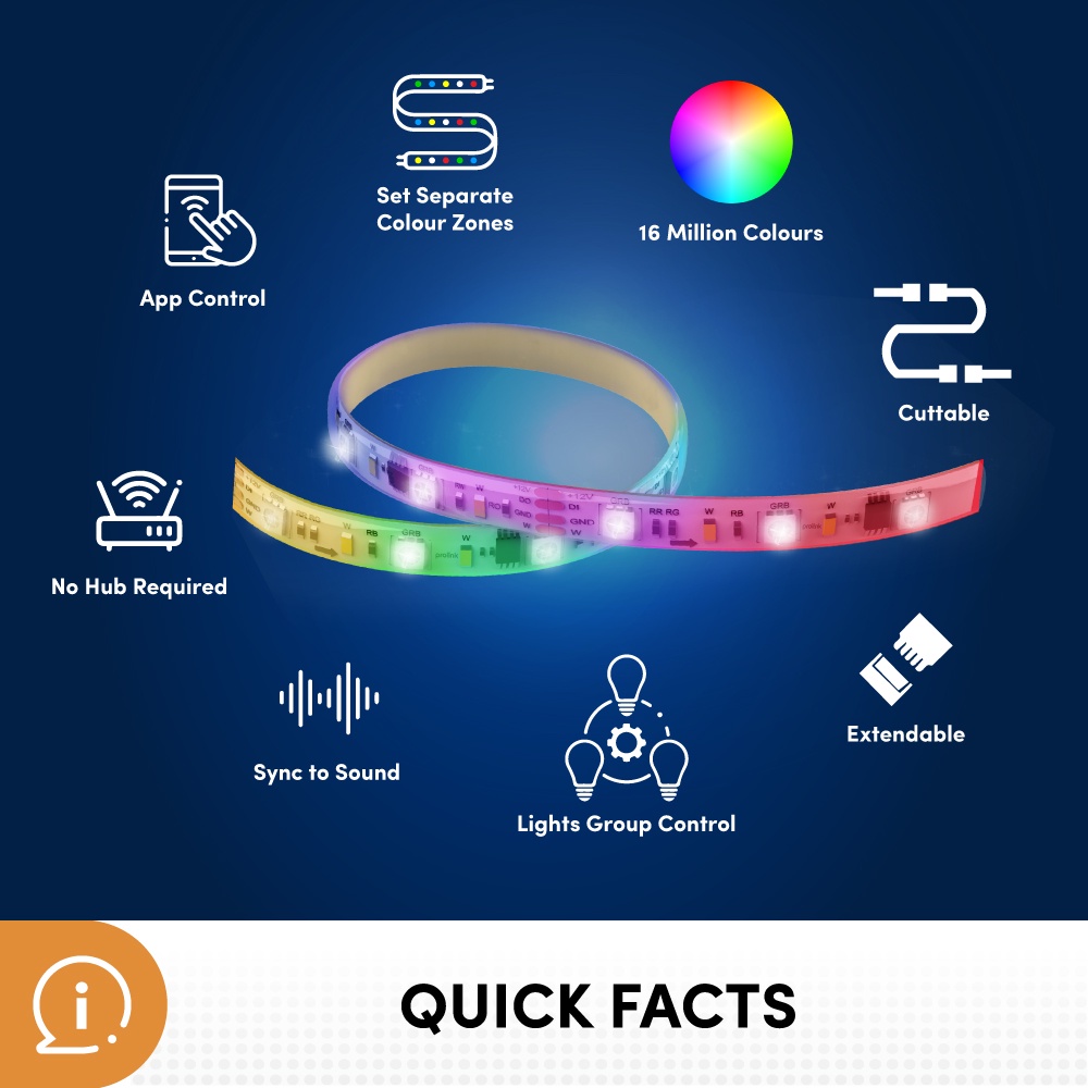 Prolink Smart LED Light Strip RGBIC 5M + Adaptor Lampu IoT WiFi BT 5 Meter - Gambar 2