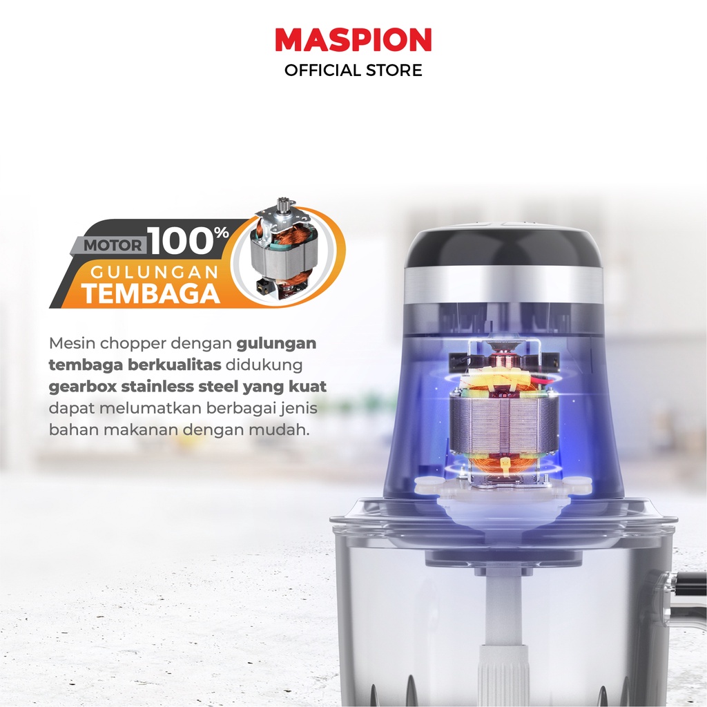 Maspion Food Chopper Penghalus Makanan 2 Liter & 1.2 Liter MFC-201 AP - Gambar 3