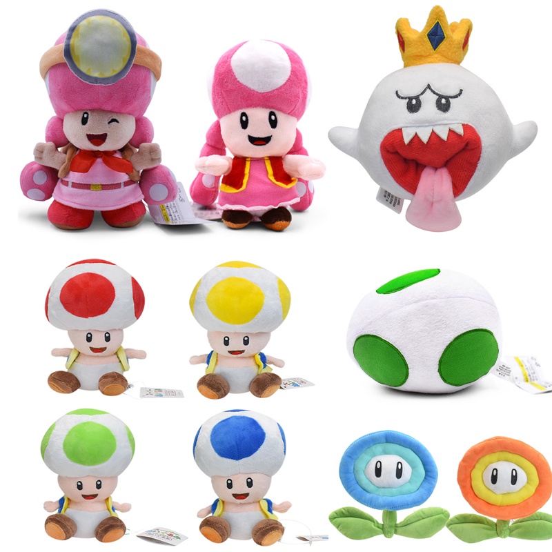 Super Mario Game Toad Toadette Plush Stuffed Dolls Yoshis Egg Flowers Ghost Star Cartoon 0559