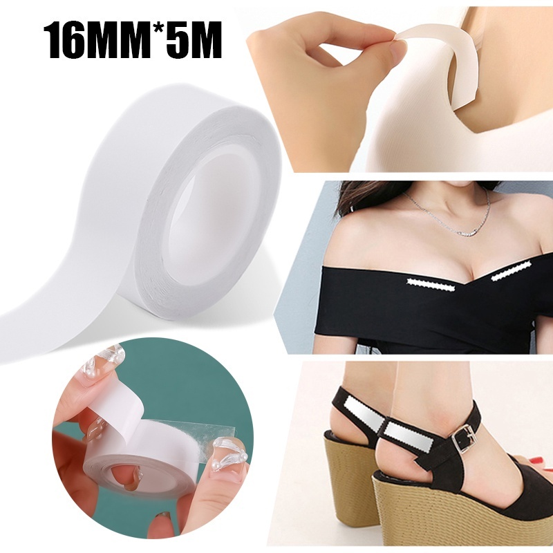 1Roll 16mm*5m Double Sided Body Tape Self-Adhesive Bra Clothes Dress Shirt  Secret Sticker Clear Lingerie Tape Anti-naked Invisible Chest Patch