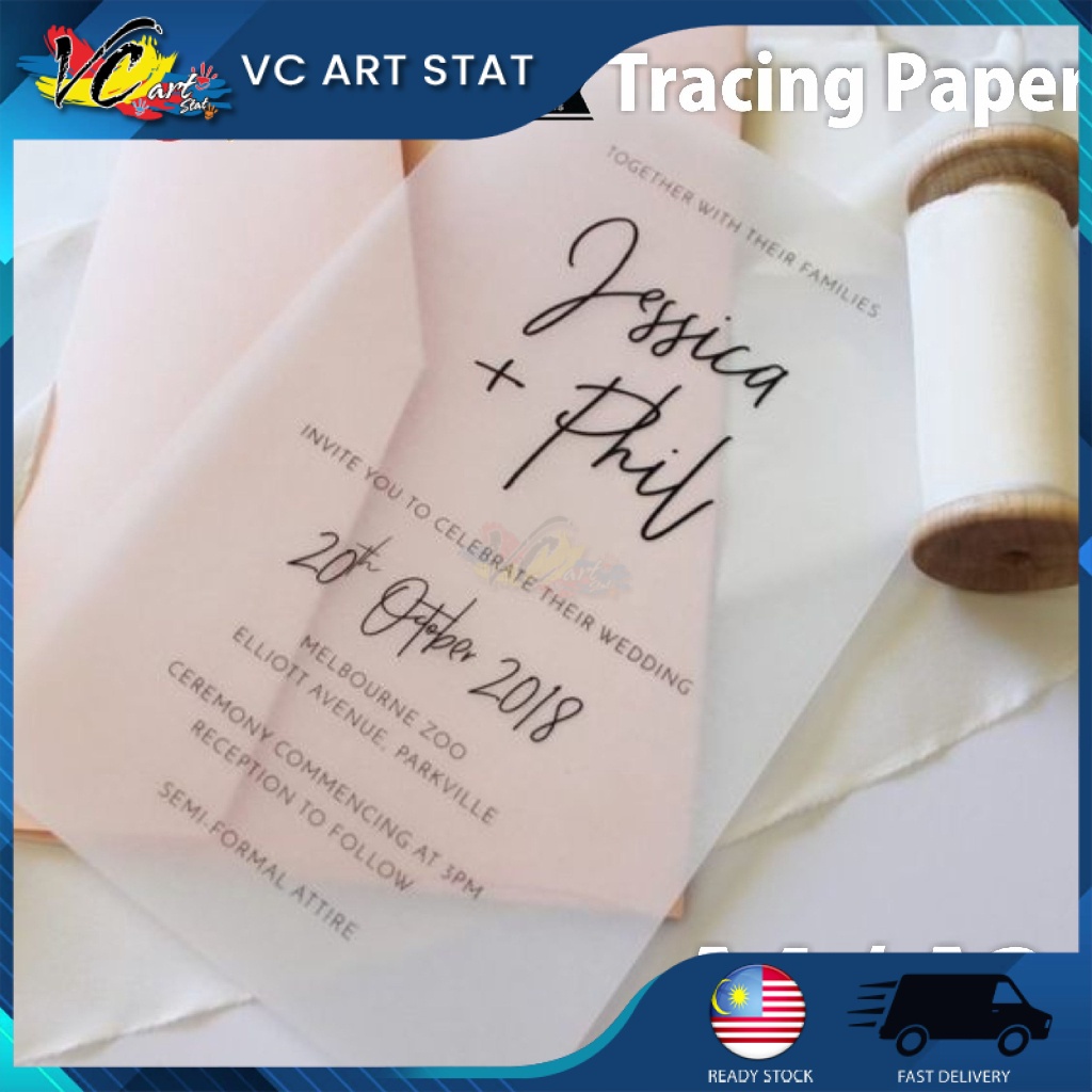 VC Art Tracing Paper 10 sheets A4 A3 95gsm Vellum Paper Translucent Paper Kertas Lukis Art