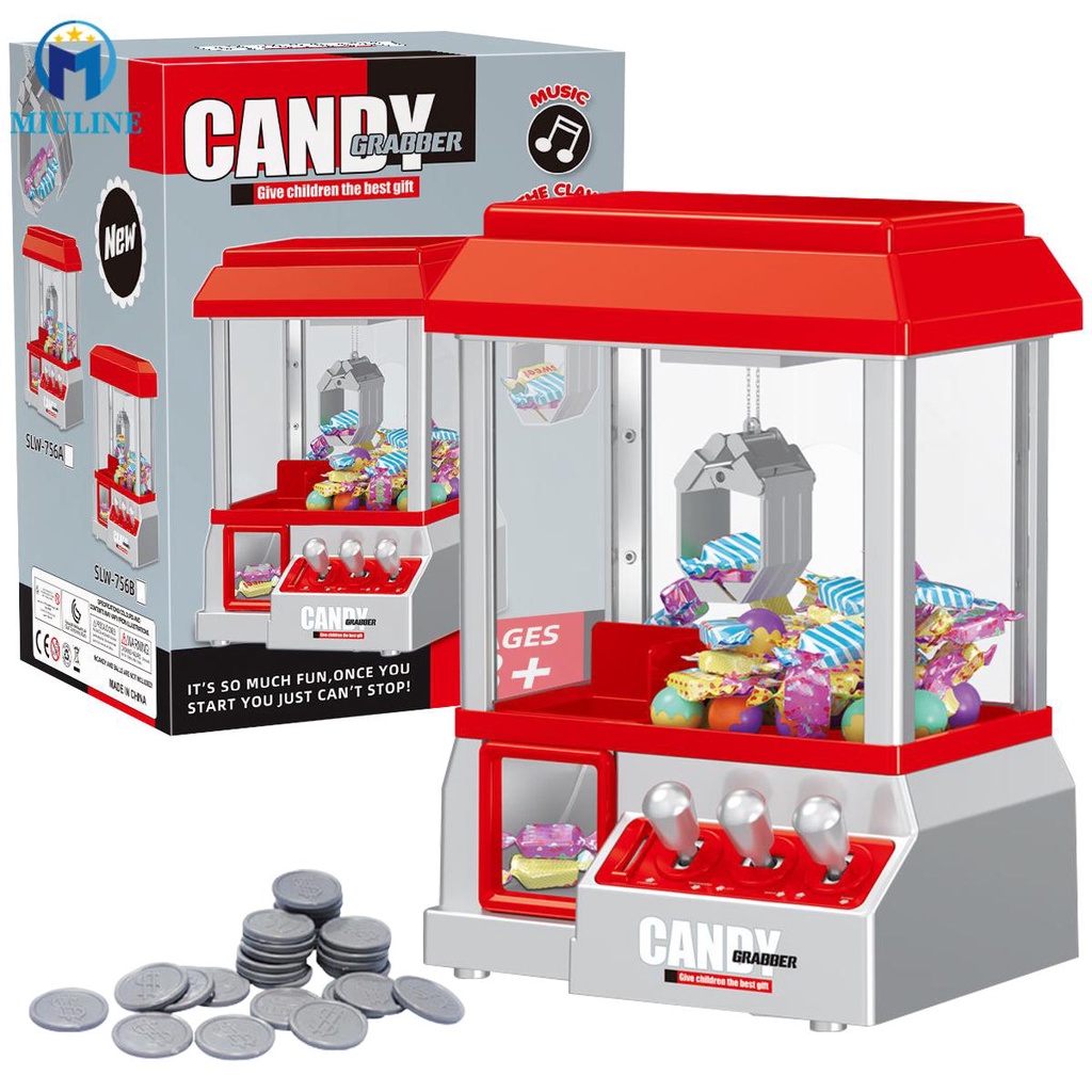 Claw Machine for Kids Mini Candy Grabber Machine with 24 Game Coins