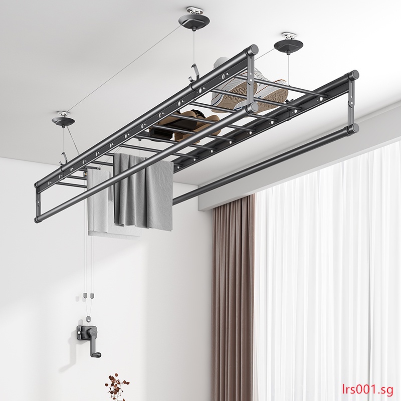 Laundry Rack Automatic Clothes Drying Rack Double Pole Lifting Laundry
