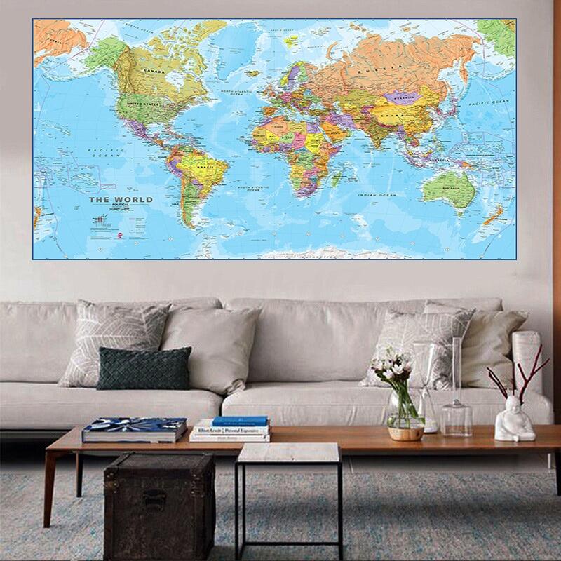 The World Political Map Sizes Wall Posters Canvas Paintings Living Room ...