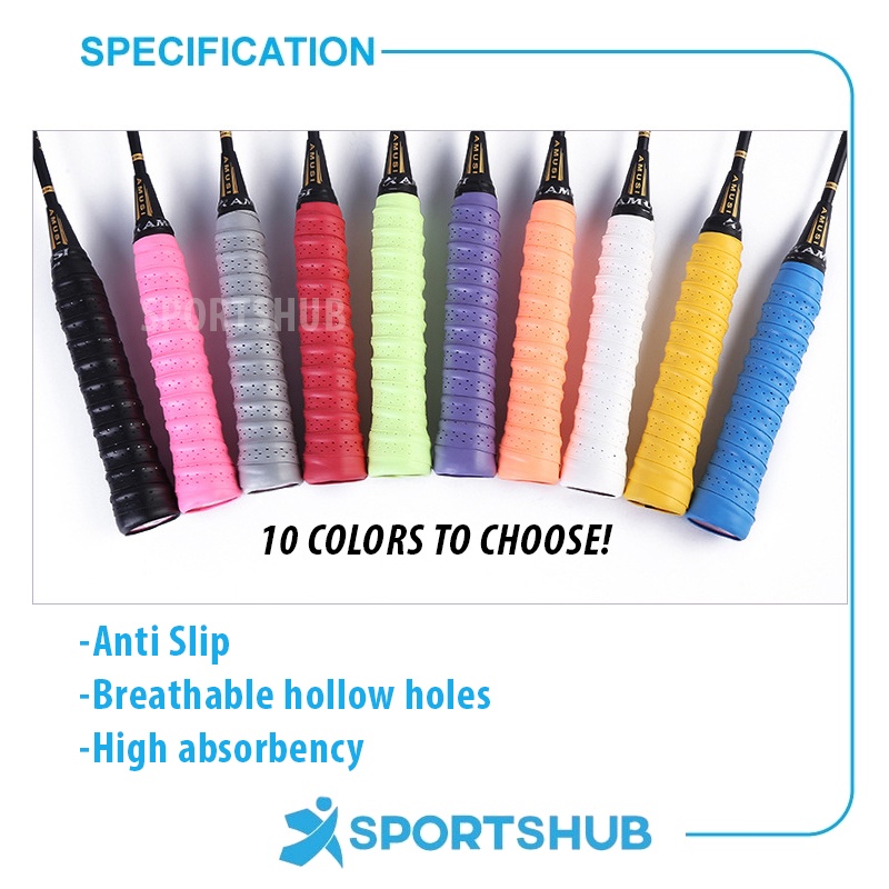 🇸🇬 Badminton Grip Anti Slip Tape Absorb Sweat Badminton Racket Grip ...