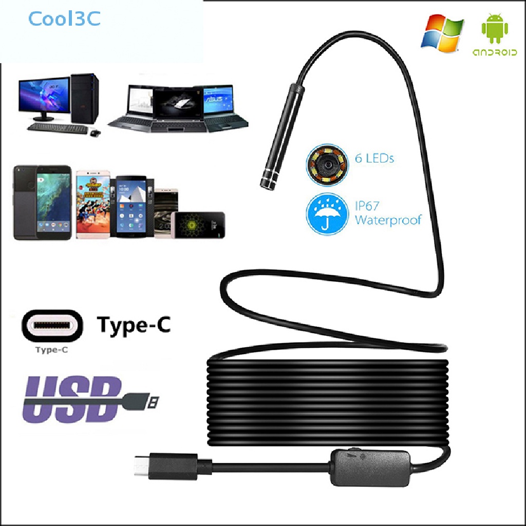 Cool3C Megapixels HD USB C Endoscope Type C Borescope Inspection Camera