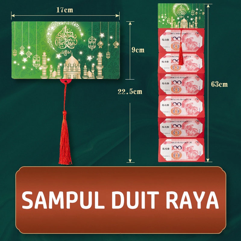 Folding Sampul Duit Raya 2024 Festival Hari Raya Packets Green Envelope ...