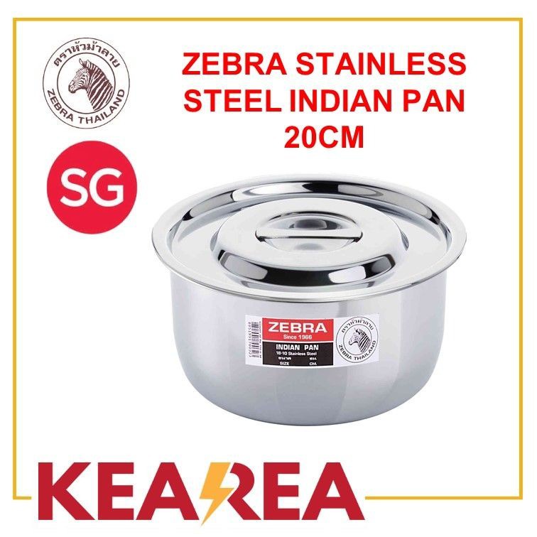 Zebra Stainless Steel Indian Pan Various Size 16, 18 (Bundle of 2)/20
