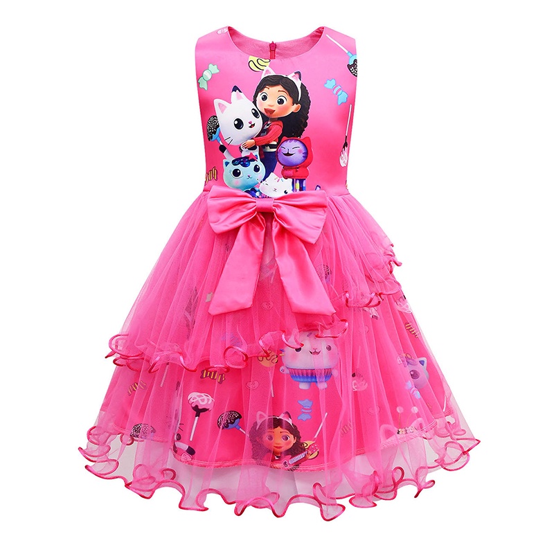 open lace back dress Dreamworks, GABBY'S DOLLHOUSE cotton & tulle party dress, EUC, size 1, L:  43cm  DaisyChainClothing