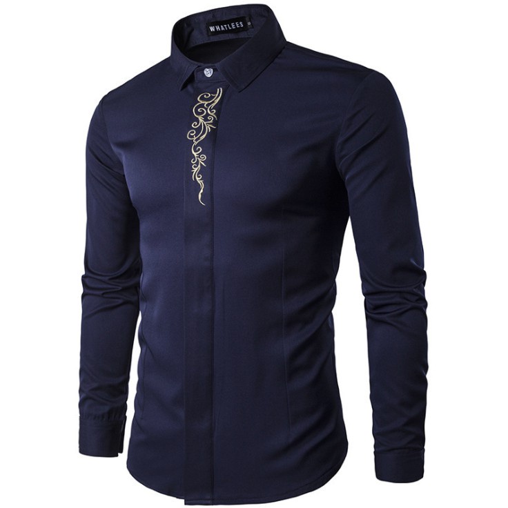 2023 kurta men viral slant button embroidery men shirt long sleeve slim ...