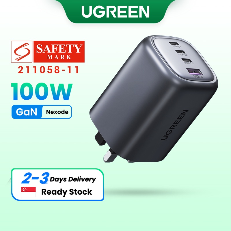 UGREEN 100W GaN Charger 3C1A Portable Charger Safety Mark 211058-11 Fast Charging USB Type C PD Charge for iPhone 14/13/12 Macbook