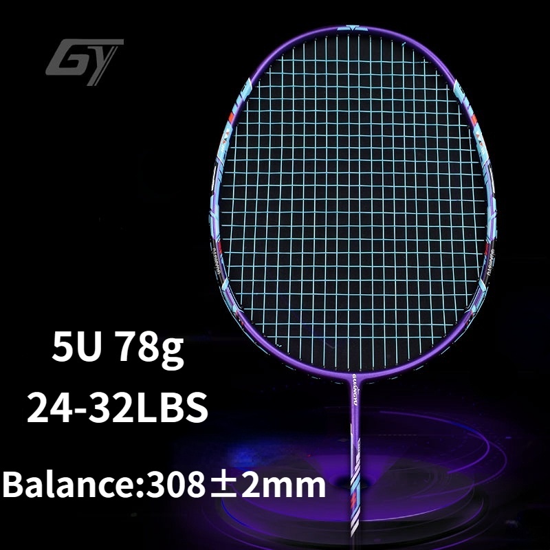GY 5U 78g High Rigidity Carbon Fiber Badminton Racket Attack Offensive Carbon Badminton Rackets