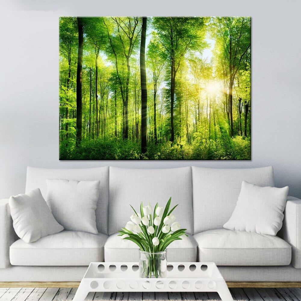 Piece Lush Forest Tree Nature Landscape Poster Living Room Pictures ...