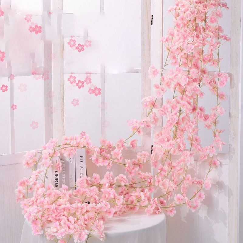 135 Flower Heads 1 Piece Artificial Cherry Blossom Pink Vines ...