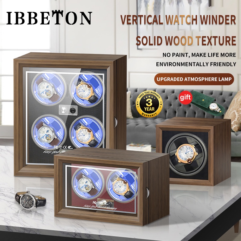 IBBETON Watch Box Luxury Brand Wooden Watch Winder High End 1 2 4 Slot