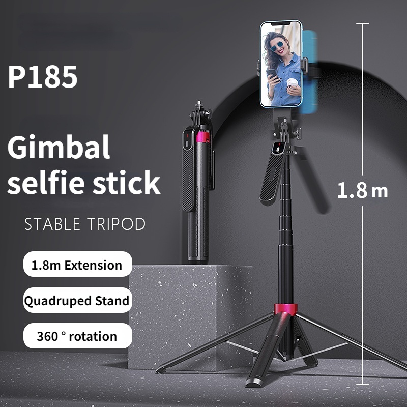 P185 gimbal 1800mm Wireless Selfie Stick Tripod Stand Foldable Monopod