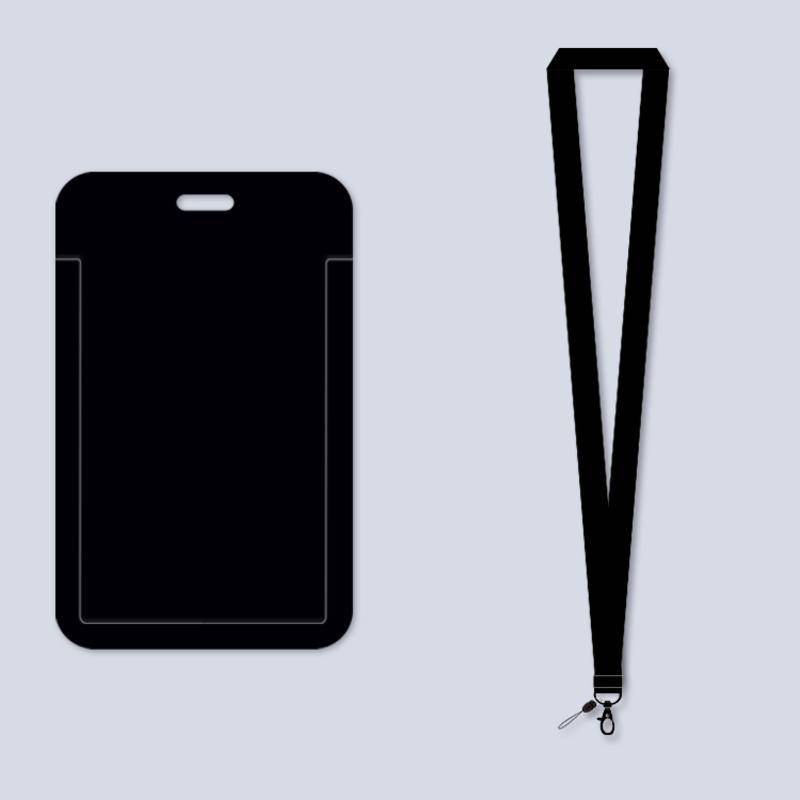 Ins Solid Color Card Holder with Long Lanyard for Student Car Card Meal