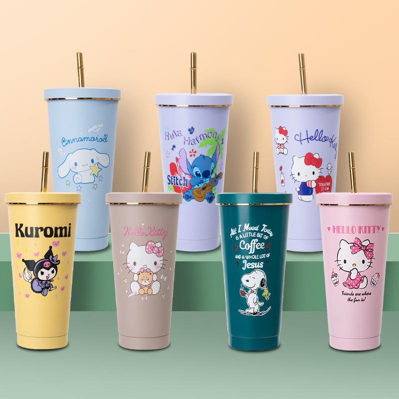 Ossayi Stainless Steel Thermos Straw Cup Sanrio Water Drink Bottle ...