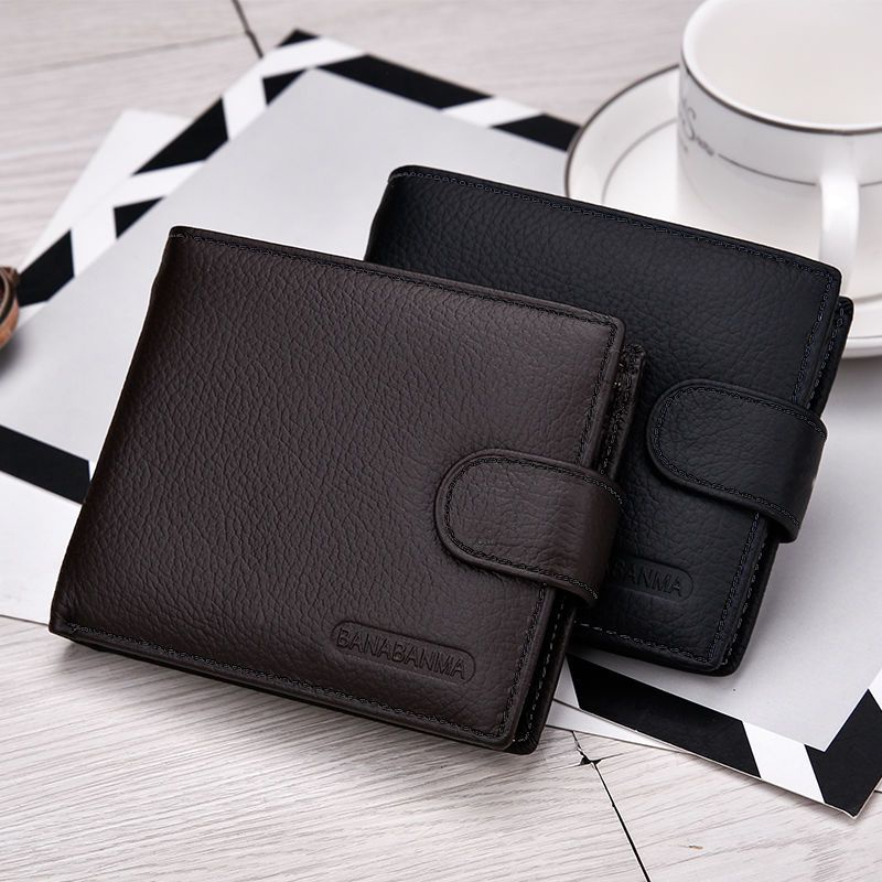 Cowhide Men's Soil Wallet Multi-functional Genuine Wallet With Buttons ...